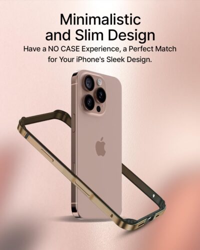 RAEGR Edge Armor Aluminum Bumper Case for iPhone 16 Pro Max (Desert Titanium)
