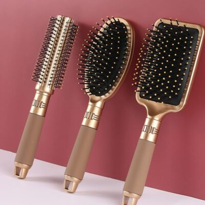 Hairbrush Comb Set for Women Men 3pcs Includes Anti-Static Massage Oval Comb, Vented Detangling Brush, Round Hairbrush for Use Wet Dry Curly and Straight Hair