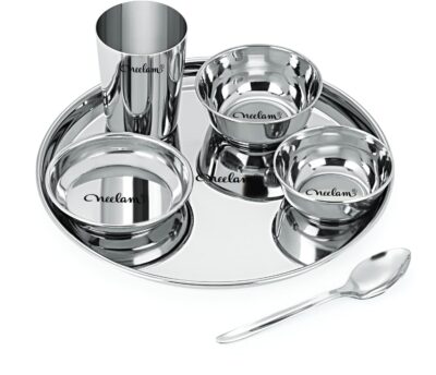 Neelam Stainless Steel Dinner Set – 12 Pcs, 22 Gauge | Fusion Finish | Dishwasher Safe & Durable