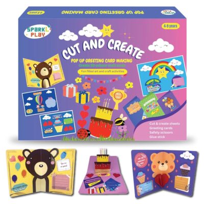 Spark Play Greeting Card Making Kit for Kids Ages 4 to 12 | Set of 10 DIY Pop-Up Cards | Art & Craft Kit | Scissor Skills Activity Book | Gift for Girls & Boys | Cards for Friends & Family