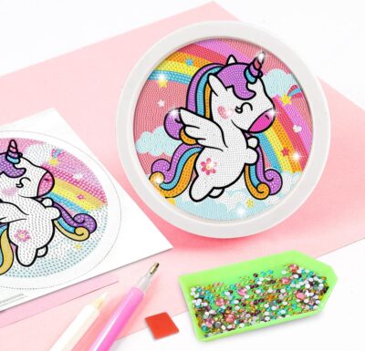 Bliss HUES 5D Unicorn Diamond Painting Kits for Kids with Wooden Frame Cute Animal Art and Crafts for Kids Ages (6-12) Diamond Painting Frame (Unicorn Diamond Art)