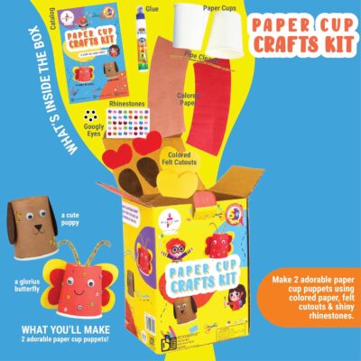Kalakaram Mini DIY Paper Cup Making Craft Kit | DIY on the Go | Perfect for Gifting | Birthday Gifting | Return Gift for Parties | Kids Aged 4,5,6,7, Multicolor