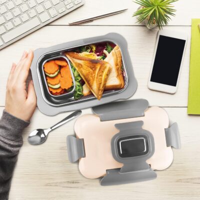 MILTON More Meal Large Kids Lunch Box | 770 ml & 175 ml Steel Insulated Containers with Clip-Lock Lid