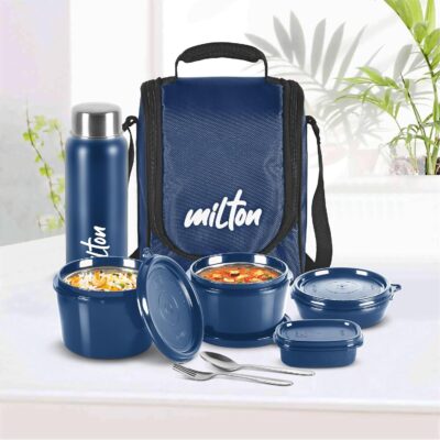 MILTON Pro Lunch Box Set with Steel Containers & Bottle (Blue)
