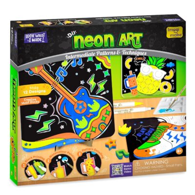 Imagimake DIY Neon Art Kit |Painting & Coloring Kit with Neon Brush Pens & Stamps| Mess Free Art & Craft kit for Kids 8-12 | Gift for Girls & Boys Ages 8,9,10,11,12
