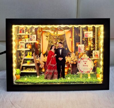 Customized 3D Miniature Shadow Box Photo Frame with LED Light (10x15 inch, Multicolour)