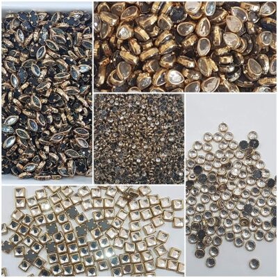 Just Latest JL Kundan Stones (Set of 5 Shapes - 500 Pices) for Jewelry Making, Bangles, Embroidery, Craft, Stones for Embroidery Work and Cloth Works (Mix, Silver)