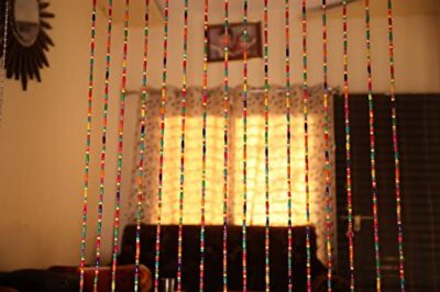 Soul Home Decor Multicolored Wooden Beads Curtains, Strings Curtain, Multicolored Strings Curtain, Boho Pattern Set of 16 Strings