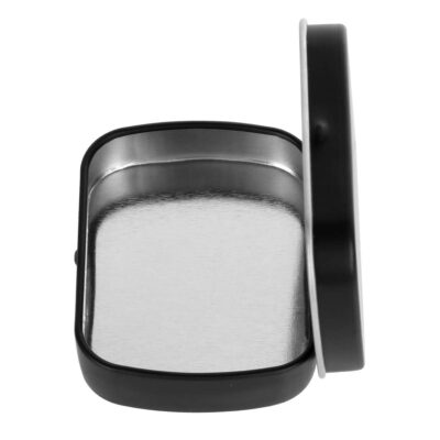 STORE 2508 Pack of 4 Mini Hinged Metal Tin Box Portable Small Container Storage Case With Solid Hinged Top For Drawing Pin Nail Art Bead Earring And Jewellery Craft Organizing,Black