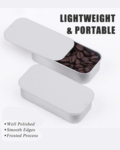 8PCS Tin, Silver Square Sliding Boxes for Jewelry Storage, DIY Craft Organizers, Portable Small Containers for Travel, Office Supplies, Gift Packaging, Tin Boxes for Storage, Tin Box for Gifting