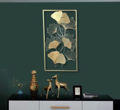 DSH Gold Metal Leaf Wall Decor | Handcrafted Wall Hanging Sculpture for Living Room, Bedroom & Office (iWART-36-OSLO)