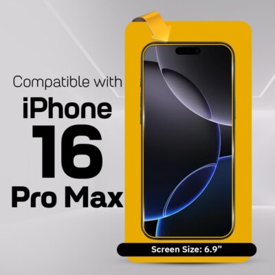 Totem [1+1 Instafit Iphone 16 Pro Max Tempered Glass Full Screen Protector | Iphone 16 Pro Max Screen Guard | Auto-Align Install Kit | 9H Hardness | High Clarity | Touch Sensitive | Crystal Clear
