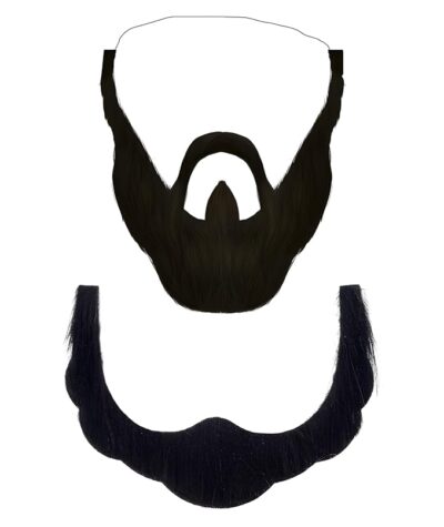 Fake Beard, 2 Pack Black Costume Beard with Mustache, Halloween Party Accessories for Men and Kids, Stage Performance Cosplay Dress Up, Themed Events
