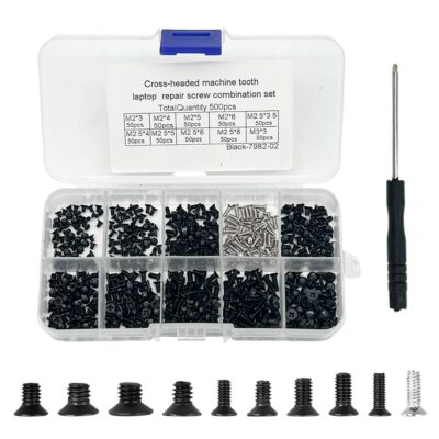 Serplex 500Pcs Phillips Head Screw Kit (M2/M2.5/M3) with Organizer Box & Screwdriver – Laptop Repair & Electronic Maintenance Set