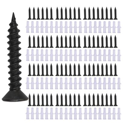 Hi-Plasst Nylon Wall Plug & Screw Set (25mm, 100+100 Pcs) – Heavy Duty Fixing Kit