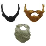 Fake Bear Costume Beard, 3-Pack Halloween Fake Moustache for Kids and Girls, Cosplay Dress Up Accessories for Themed Parties and Stage Performances
