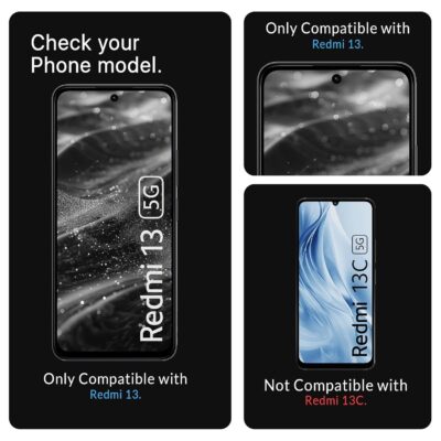 For Redmi 13 5G / Poco M6 Pro 5G / Redmi 12 5G /4G Tempered glass screen protectors with Full Edge Protection and Easy Installation Kit