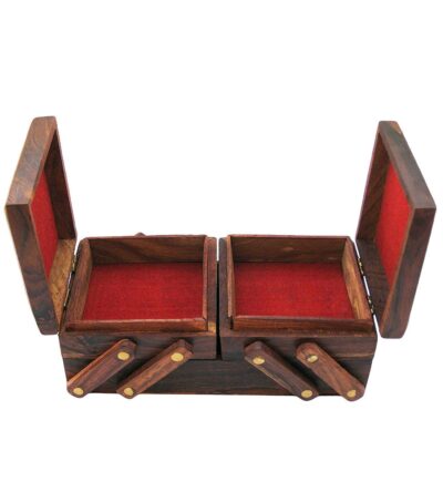 Craftland wooden Jewellery Box (Brass n Carving) for Women/girls Flip Flap Handmade Gift, 8 Inches …