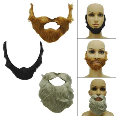 Fake Beard Costume Realistic Halloween Beard Fake Mustaches Cosplay Dress up Black
