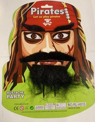 Jamboree!!! Black Self Adhesive Fake Mustache Set Fake Beard Material Novelty Mustaches for Costume and Halloween Festival Party, Holiday Party, Pirate Captain Beard