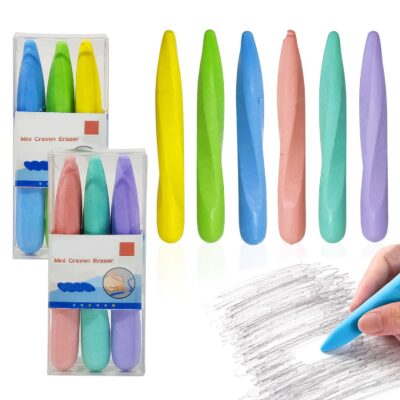 Mini Crayon Shaped Erasers for Kids – Pack of 6