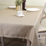 Premium Jute Linen Natural Feel Heat Resistant Solid Beige Color 6-Seater Table Cover, 1 Pcs Table Cover 50" x 90"