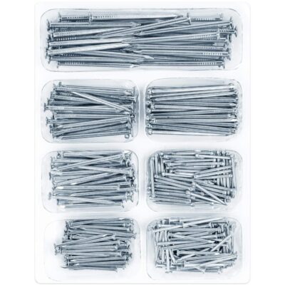 400 Pcs Hardware Nails Assortment Kit – Galvanized Picture Hanging & Wood Nails (7 Sizes)