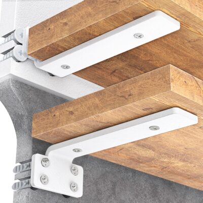 14 Inch Heavy-Duty L Shape Metal Shelf Brackets (White, Pack of 6) – 160 lbs Load Capacity