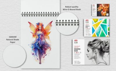 Anupam Artist Premium Drawing Book A4 | Acid-free Cartridge Paper 160GSM (40 Sheets, 80 Pages) | Spiral-Bound Sketchpad for Artists & Professionals for Marker Colored Pencil Charcoal Pastel