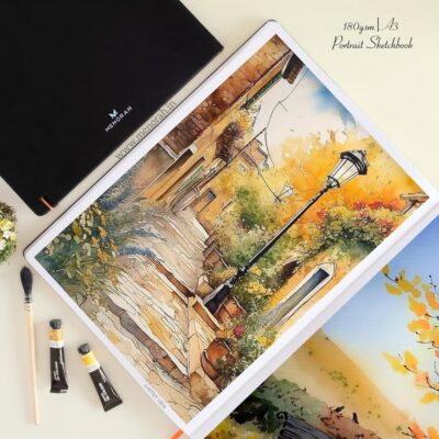 MENORAH Paper - A3 - Sketch Book For Artist - 180Gsm-(100 Pages / 50 Sheets) - Handmade- Hard Bound - Drawing Notebook, (42.0 Cm X 29.7 Cm)- Sketchbooks- Portrait, Oil Paint