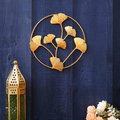 Webelkart Premium Gold-Plated Metal Wall Hanging | Inspirational Leaf Design Wall Art for Home & Office (8.5x8 Inch)