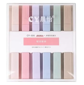 ARJ Highlighters&Pen No Bleed Mild Soft Chisel Tip Pastel Markers|6 Colors Painting Stationery Highlight Marker Pens For Journal Bible Planner Notes,Multicolor