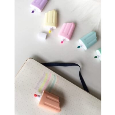YBN Cute Ice Cream Shape Theme Highlighters pen, Fine Grip Marker Pen, 6 ice cream popsicle shape highlighter pen set