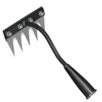 PANCA 5 Teeth Garden Rake Heavy Duty Carbon Steel Rake Handle for Soil Loosening, Weeding, Lawn & Yard Cleaning – Multipurpose Outdoor Gardening Tool for Home Farm & Agricultural Use