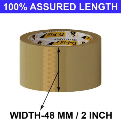 D-fix® 1 Rolls, Per Pack Self Adhesive Brown Packing Cello Tape - 65 Meters in Length - 48mm Width, BOPP Industrial Packaging Tape for E-Commerce Box Packing
