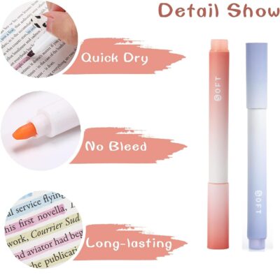 SHUTTLE ART Aesthetic Cute Highlighter Pen, Pastel Marker Set, No Bleed Marker Pens with Chisel Tip and Water-based Ink Quick Dry for Note Taking School/Office Supplies