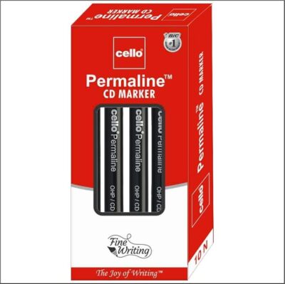 Cello Perma line Permanent Marker - Pack of 10 (Black)