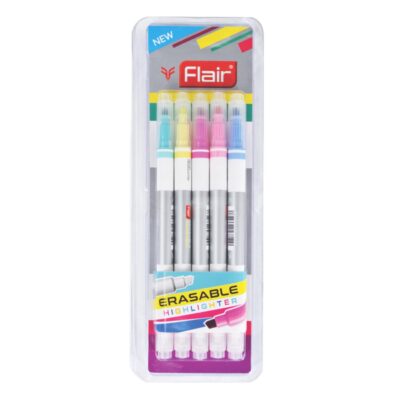 FLAIR Creative Series Erasable Chisel Point 1 to 4 mm Highlighter Blister Pack | Easily Erase What You Highlight | Non Toxic & Safe of Childrens | Set of 5 Different Shades