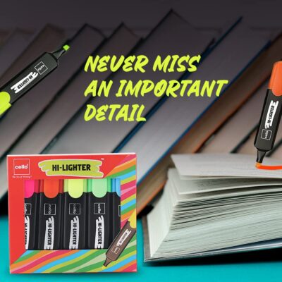 Cello Highlighter - Pack of 5 (Multicolor)