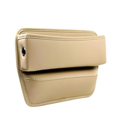 Car Seat Gap Filler Organizer Premium Leather Car Organizer & Storage Box Universal Car Seat Gap Filler Console Side Pocket Holder For Phone, Sunglasses, Coins & Essentials (Beige)