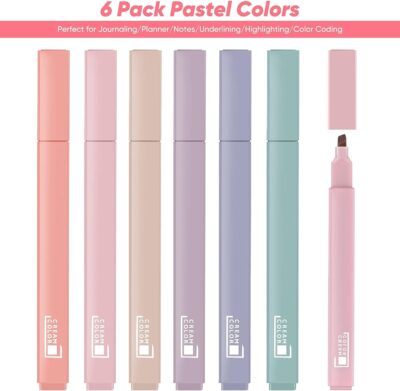 UCRAVO Aesthetic Cute Highlighters Bible Highlighters and Pens No Bleed, highlighter pen, Mild Soft Chisel Tip Pastel Highlighter Marker Pens for Journaling Note Taking School Stationary Supplies…