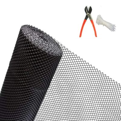 UV Stabilized Garden Fencing Net Tree Guard Net Anti Bird Net PVC Virgin HDPE_3.3 Feet Height X 15 Feet Length Black Color_800 GSM with 1 Cutter and 100 PVC Tags SHJAMN14