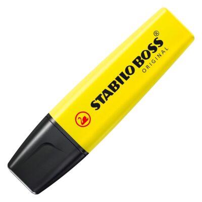 STABILO BOSS Original - Highlighter Pen - Wallet of 4 (Fluorescent Yellow)