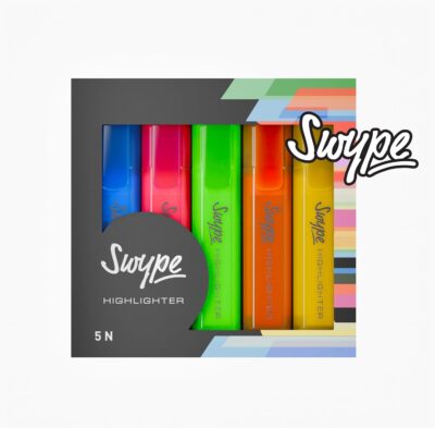 Linc Swype Sumdge Proof & Non-Bleeding Highlighter (Multicolor, Pack of 5)