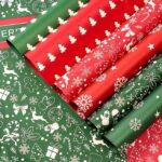 VRB Dec 10 Pcs Plastic Gift Wrapping Paper Sheet for Boxes/Gift Papers Sheets/Gift Wrapper/Gift Packing Material Wrapping Paper for Gift Packing Birthday, Anniversary, Diwali, Christmas. (Christmas gift wrapping paper Design 10 Sheets with Gift Cards)