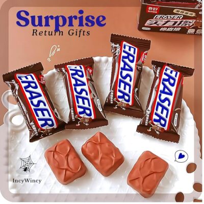 Chocolate Erasers 12 Pcs – Chocolate Scented Stationery for Kids, Unique Birthday Return Gifts & Party Favors
