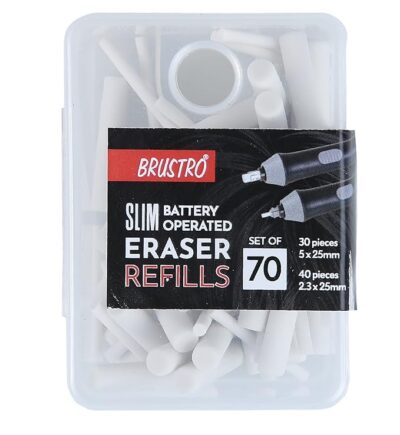BRUSTRO Slim Battery-Operated Eraser Refills |Set of 70 - Includes - 30 Pieces of 5x25mm & 40 Pieces of 2.3x25mm| Artists Sketching, Drawing, Portrait Shading, Graphite, Charcoal Pencils Correction