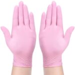 Powder Free Nitrile Hand Gloves Food Grade, Non-Tear able, CE & FDA Approved (Box of 100), Made in Malaysia (Small) Pink
