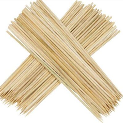 Sakoraware Natural Bamboo Wooden Skewers | BBQ Sticks Seekh (260 pcs) for Kabab Chicken Paneer Tikka Fruits Salad | Barbecue skewers for Oven Microwave Pan Grilling (10 inch Each, 3 mm Thickness)