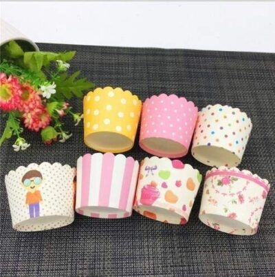 Paper Cupcake Liners, Muffin Cups for Kitchen Baking, Wedding Party (Random Colors and Designs) - Set of 50 Cups